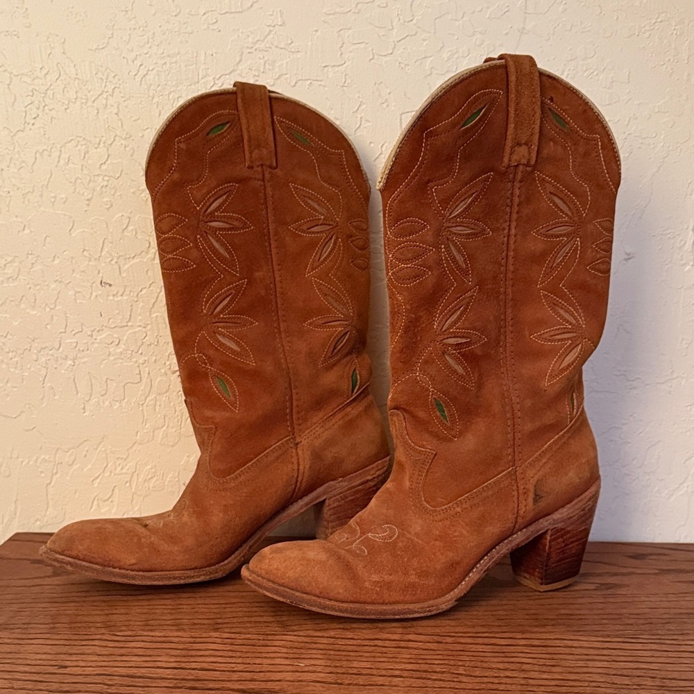 Brown Suede Western Boots